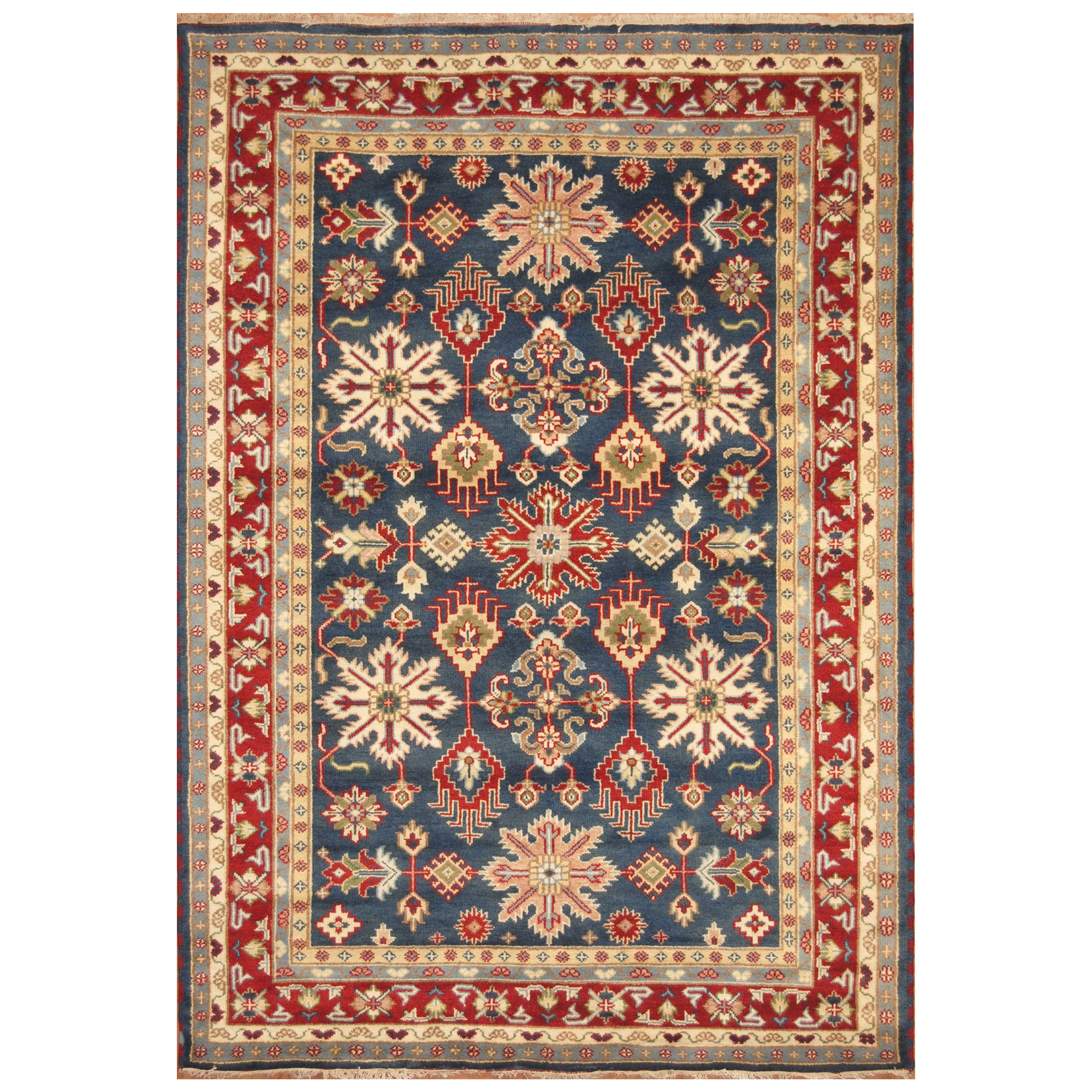 Handmade Herat Oriental Indo Hand Knotted Kazak Wool Rug India 6 X 9