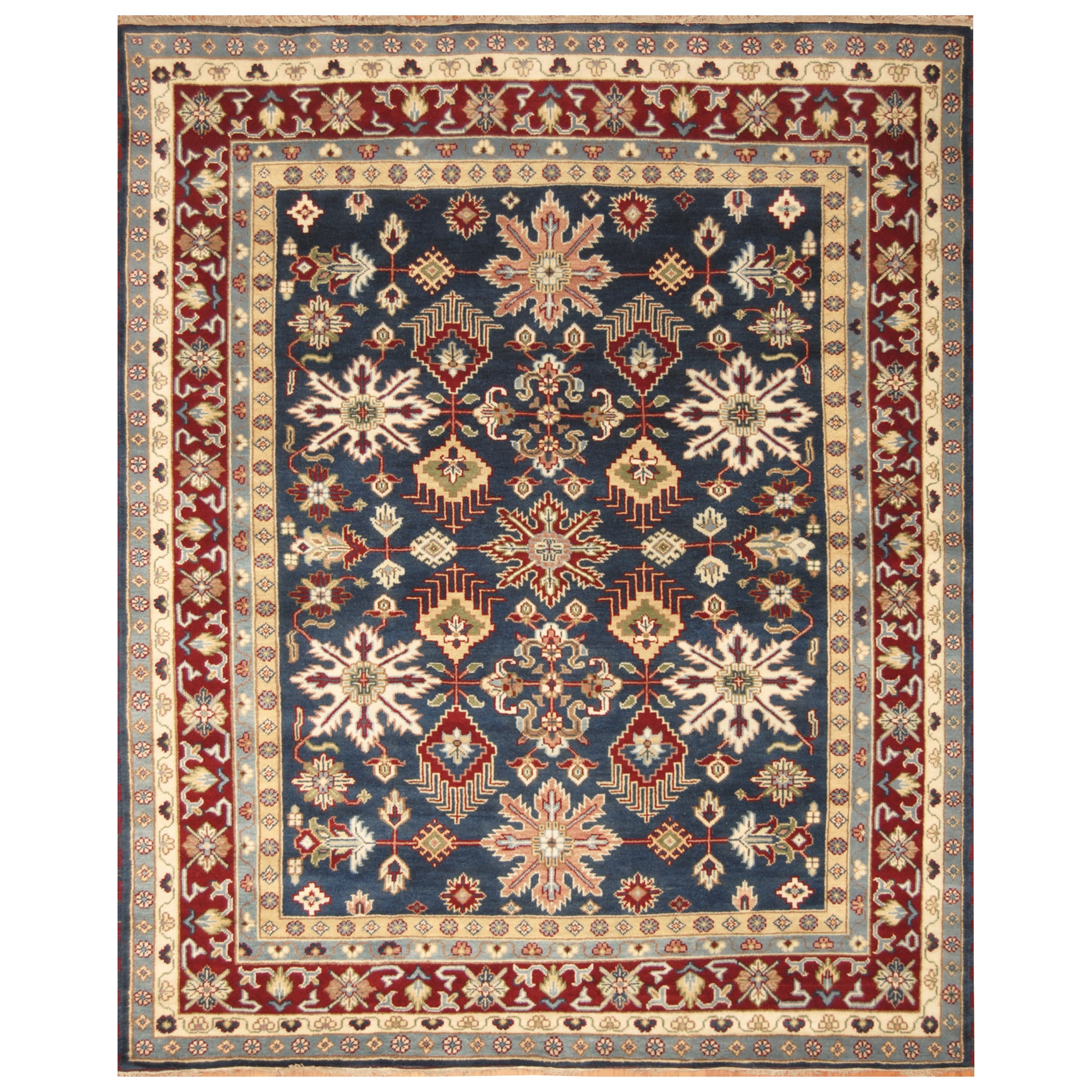 Handmade Herat Oriental Indo Hand Knotted Kazak Wool Rug India 8 X 10