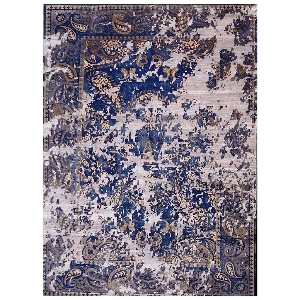 Handmade Herat Oriental Indo Hand Knotted Distressed Wool Rug 89 X 12