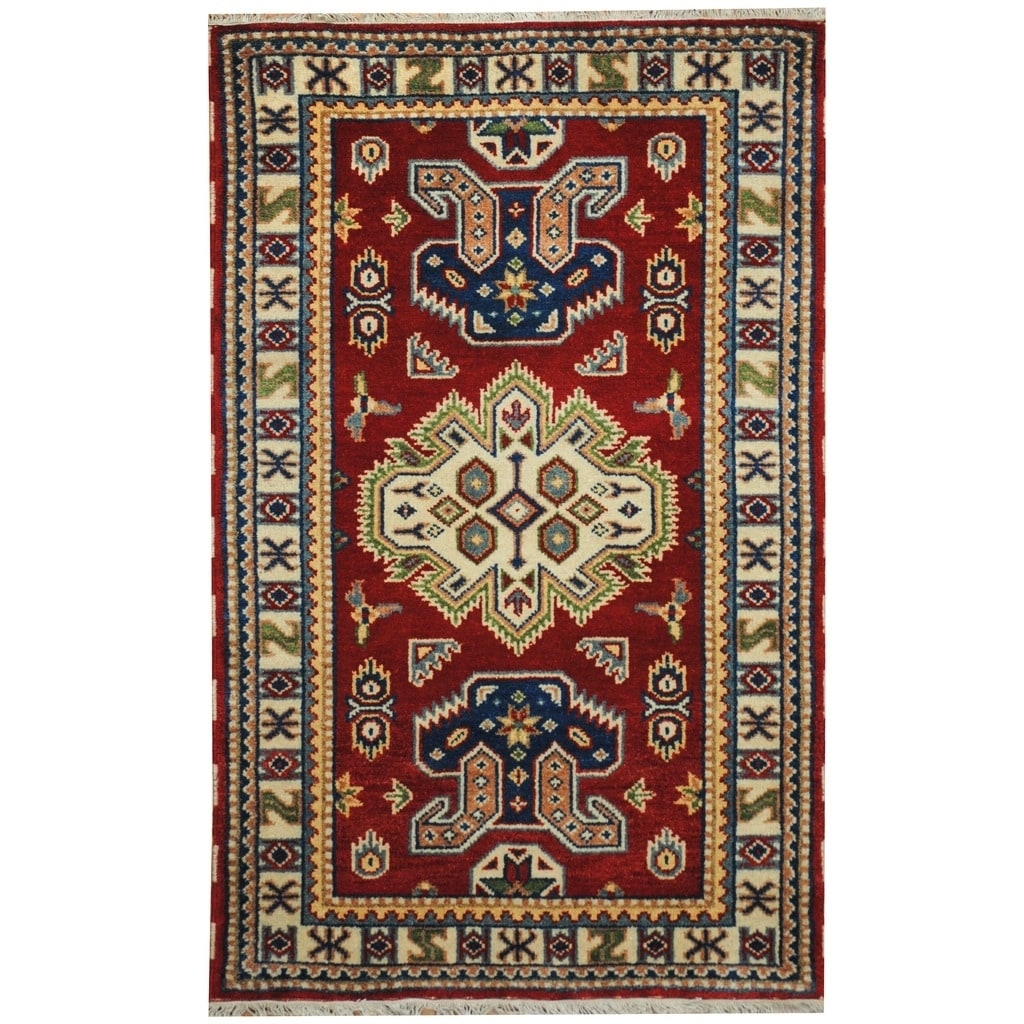 Handmade Herat Oriental Indo Hand Knotted Kazak Wool Rug 3 X 5 3 X 5