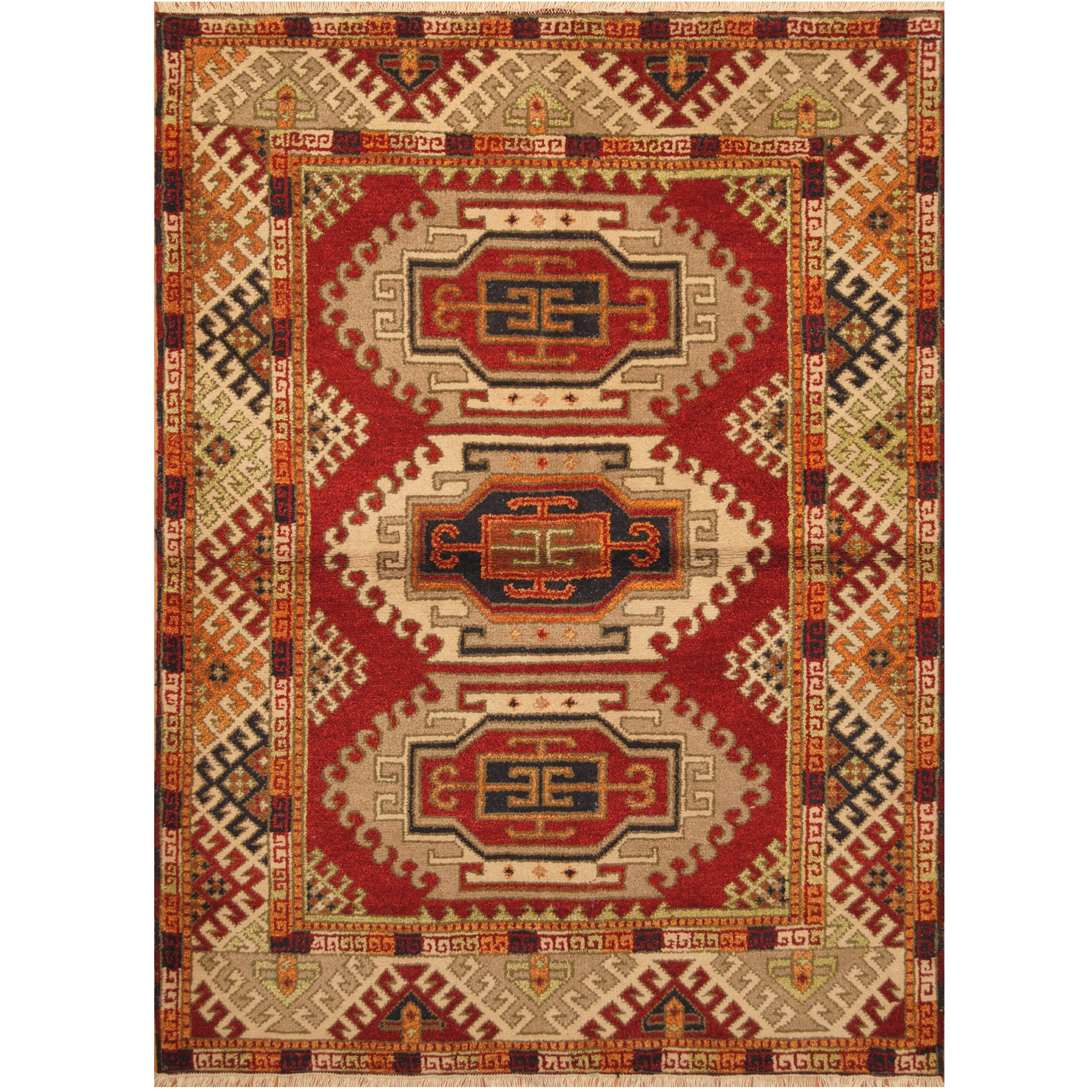 Handmade Herat Oriental Indo Hand Knotted Kazak Wool Rug 410 X 67 410 X 67