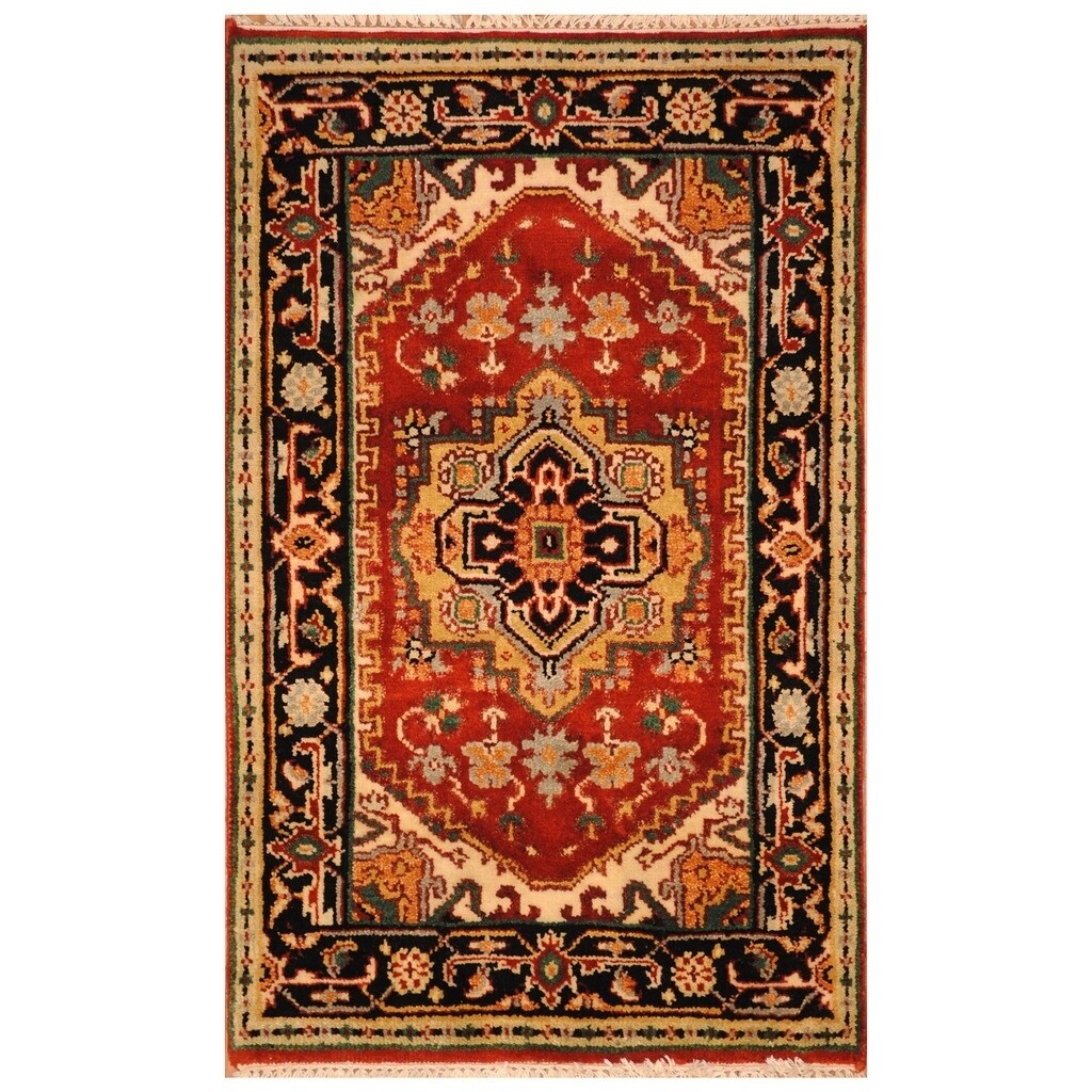 Handmade Herat Oriental Indo Hand Knotted Serapi Wool Rug 24 X 4 24 X 4