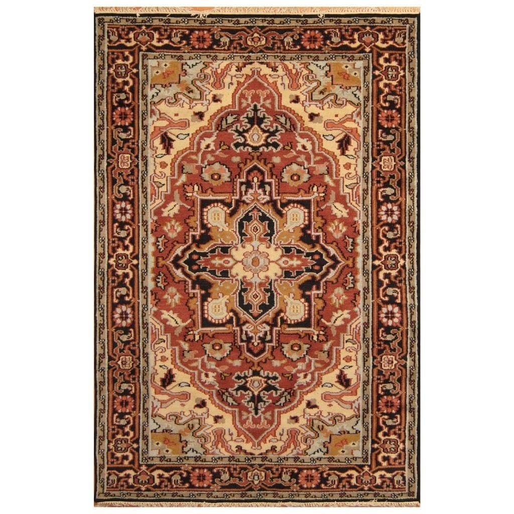 Handmade Herat Oriental Indo Hand Knotted Serapi Wool Rug 4 X 6 4 X 6