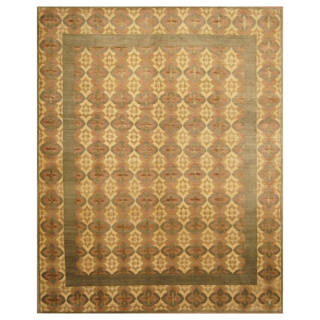 Handmade Herat Oriental Indo Hand Knotted Wool Silk Tibetan Rug 83 X 103