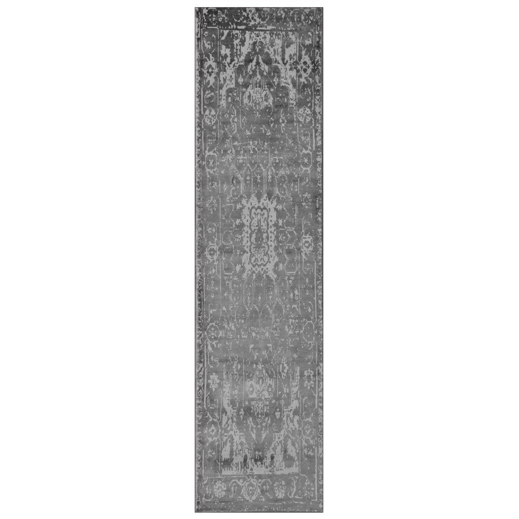 Handmade Herat Oriental Indo Hand Loomed Distressed Silk Rug 26 X 10 26 X 10