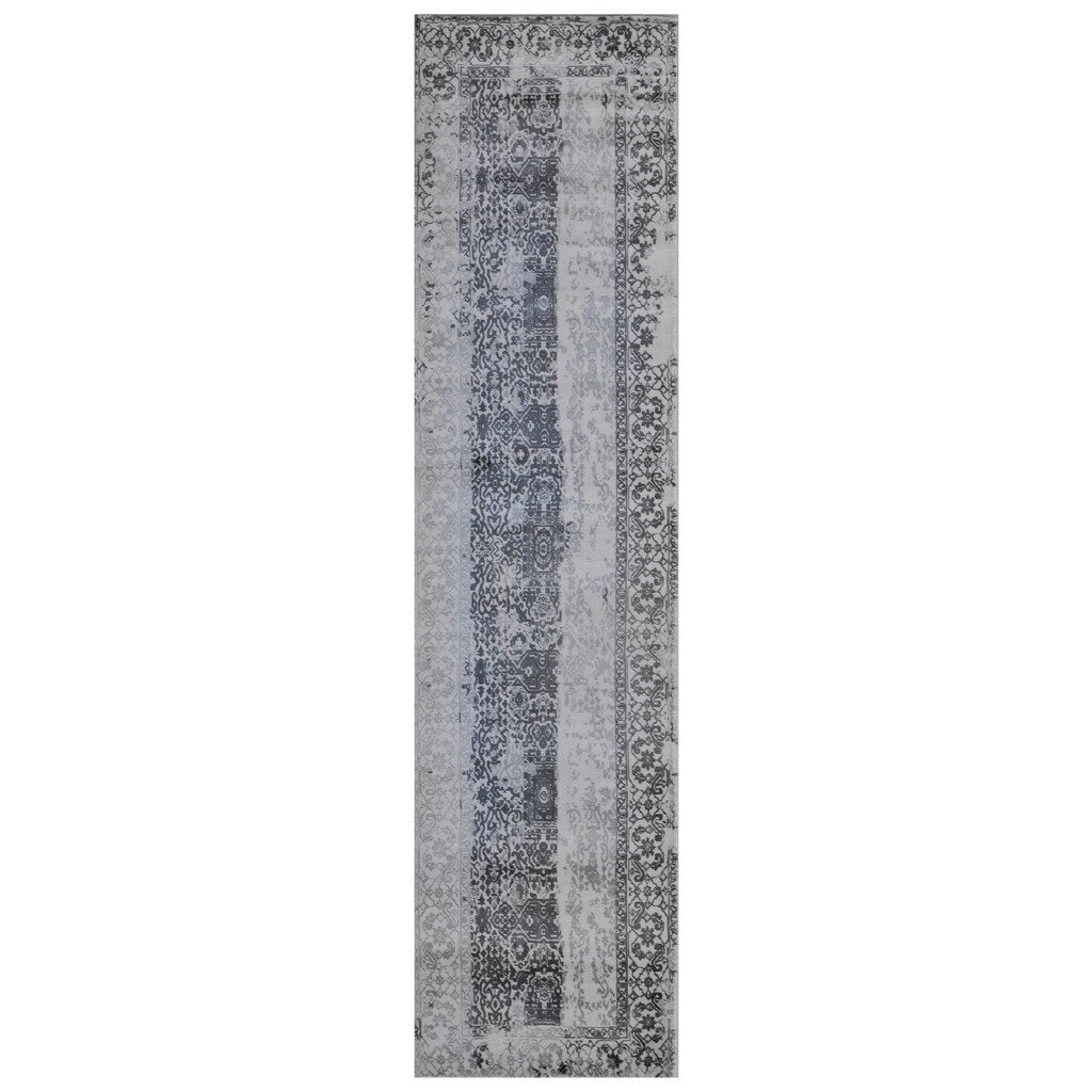 Handmade Herat Oriental Indo Hand Loomed Distressed Silk Rug 26 X 10 26 X 10