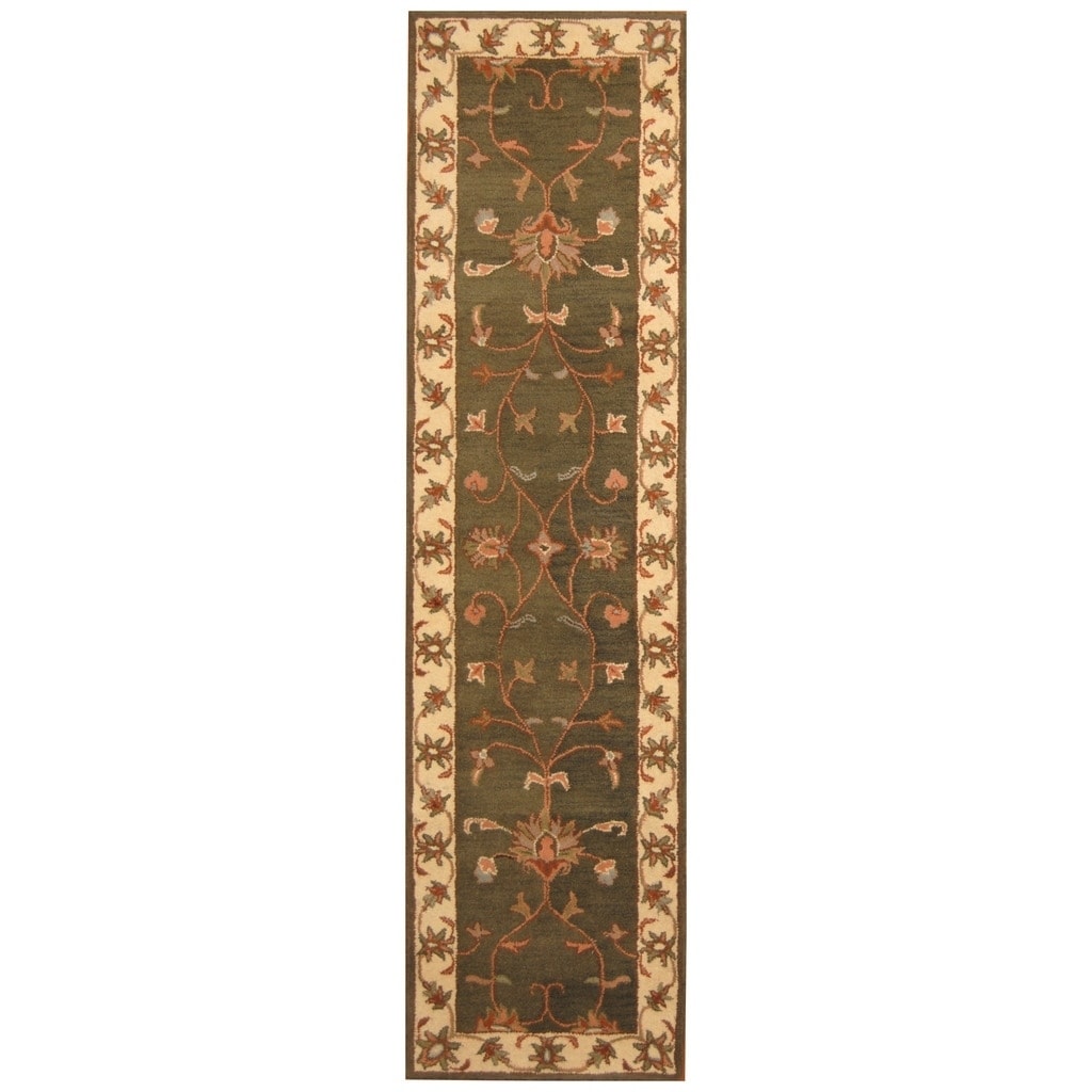 Handmade Herat Oriental Indo Hand Tufted Mahal Wool Rug 27 X 10 27 X 10