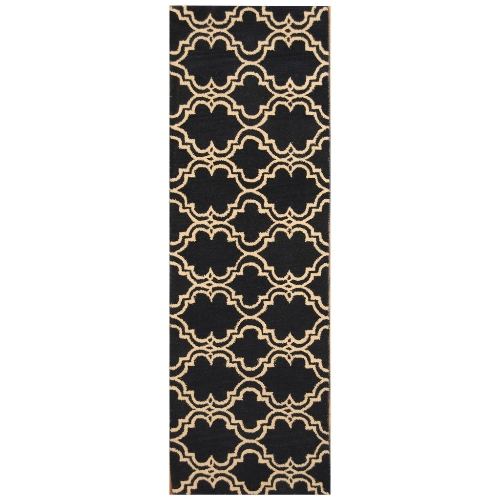 Handmade Herat Oriental Indo Hand Tufted Trellis Wool Rug 27 X 8 27 X 8