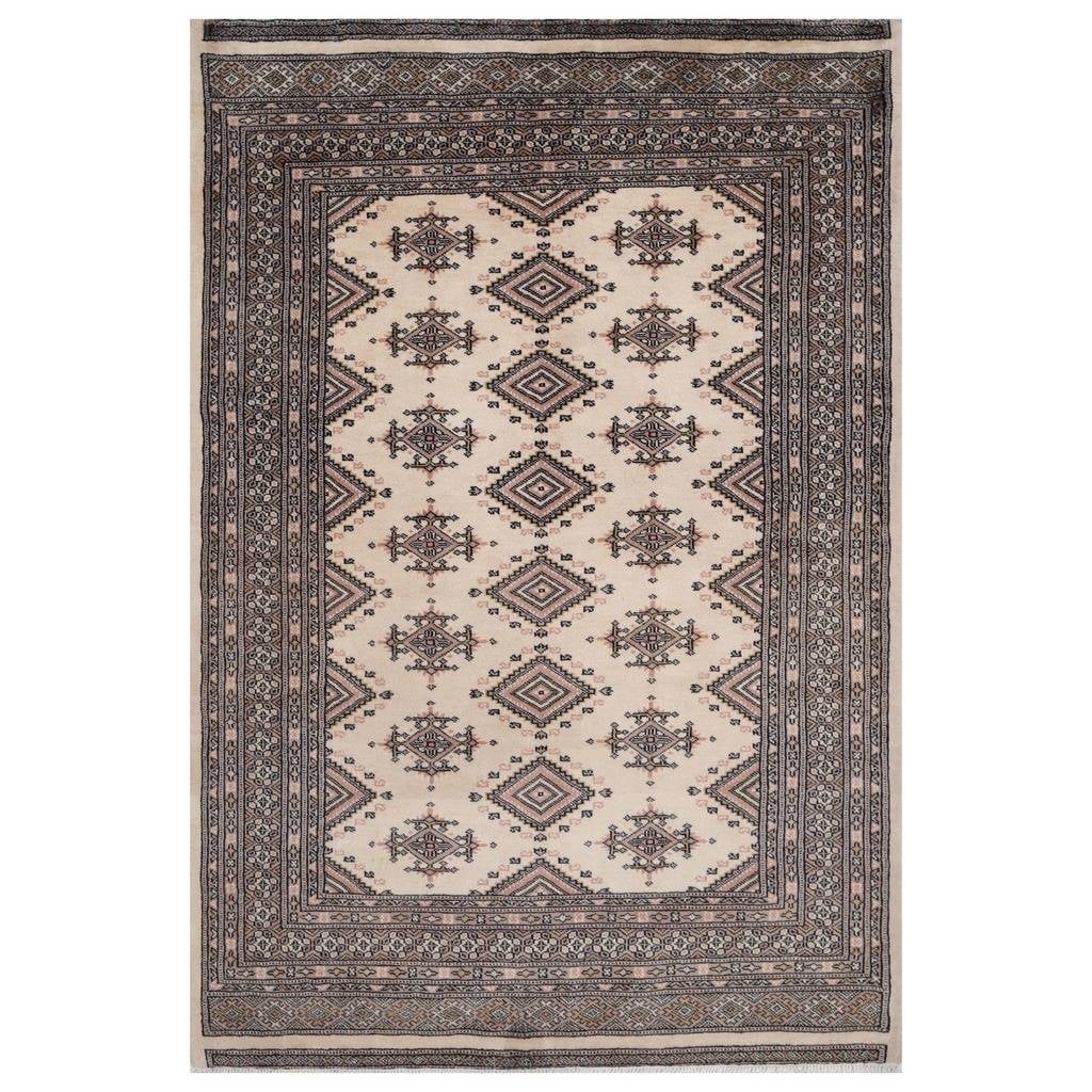 Handmade Herat Oriental Pakistani Hand Knotted Bokhara Wool Rug 44 X 63