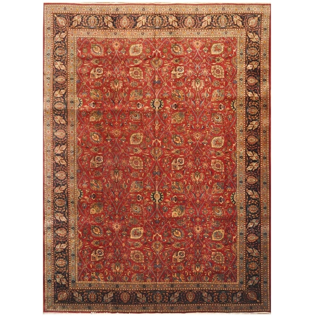 Handmade Herat Oriental Persian Hand Knotted 1960S Semi Antique Tabriz Wool Rug 114 X 16 114 X 16