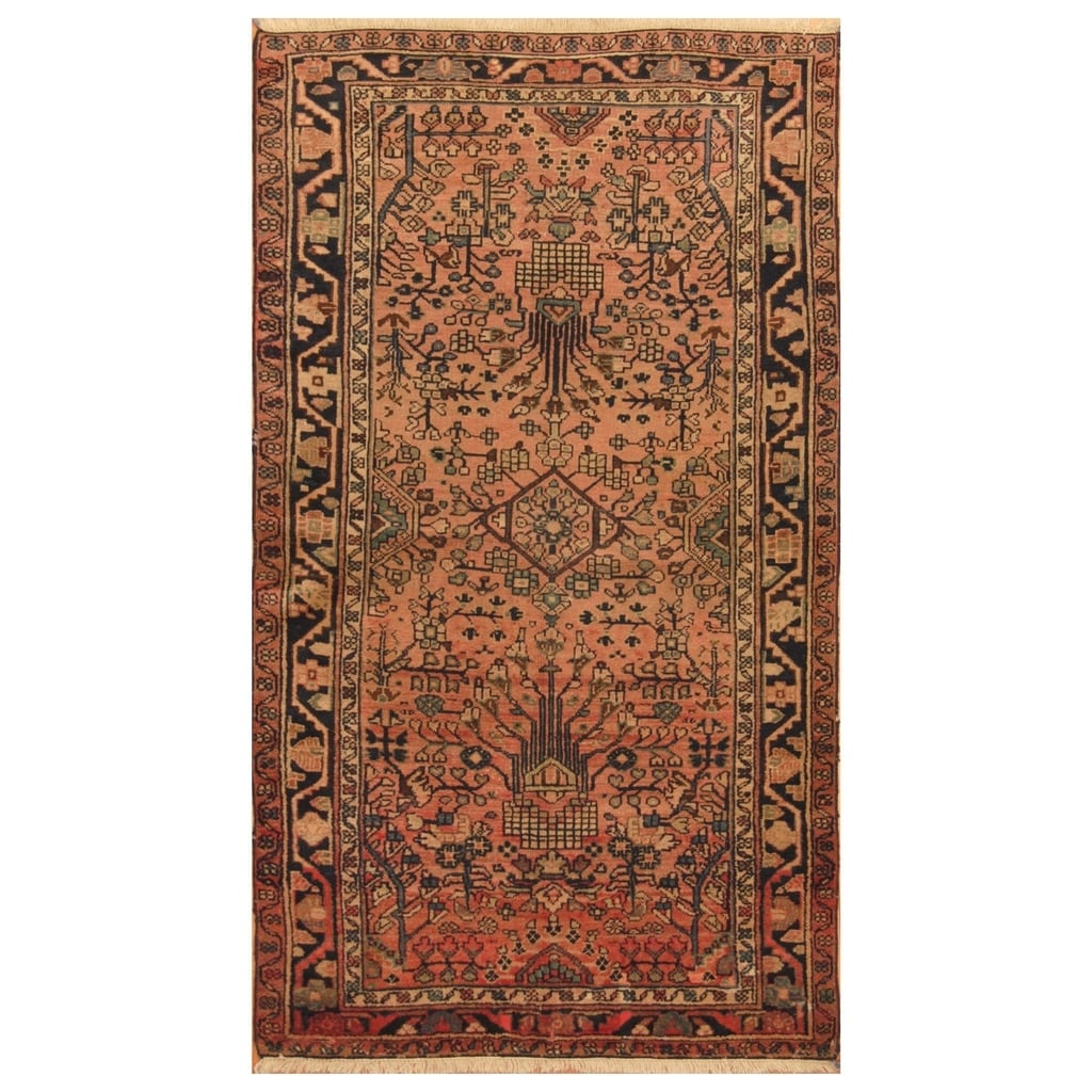Handmade Herat Oriental Persian Hand Knotted Antique Hamadan 1920S Wool Rug Iran 35 X 6