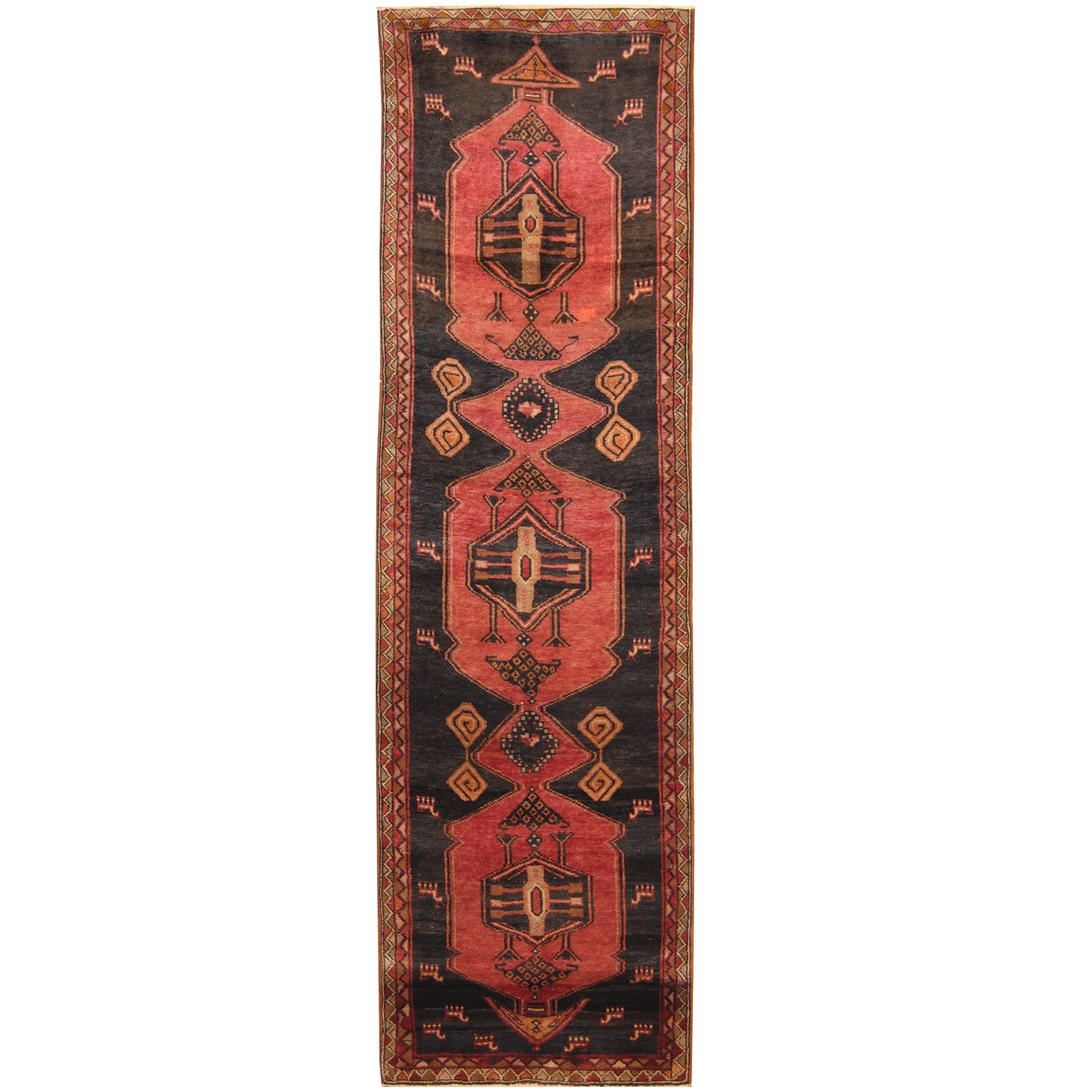 Handmade Herat Oriental Persian Hand Knotted Tribal Hamadan Wool Rug 37 X 126 37 X 126
