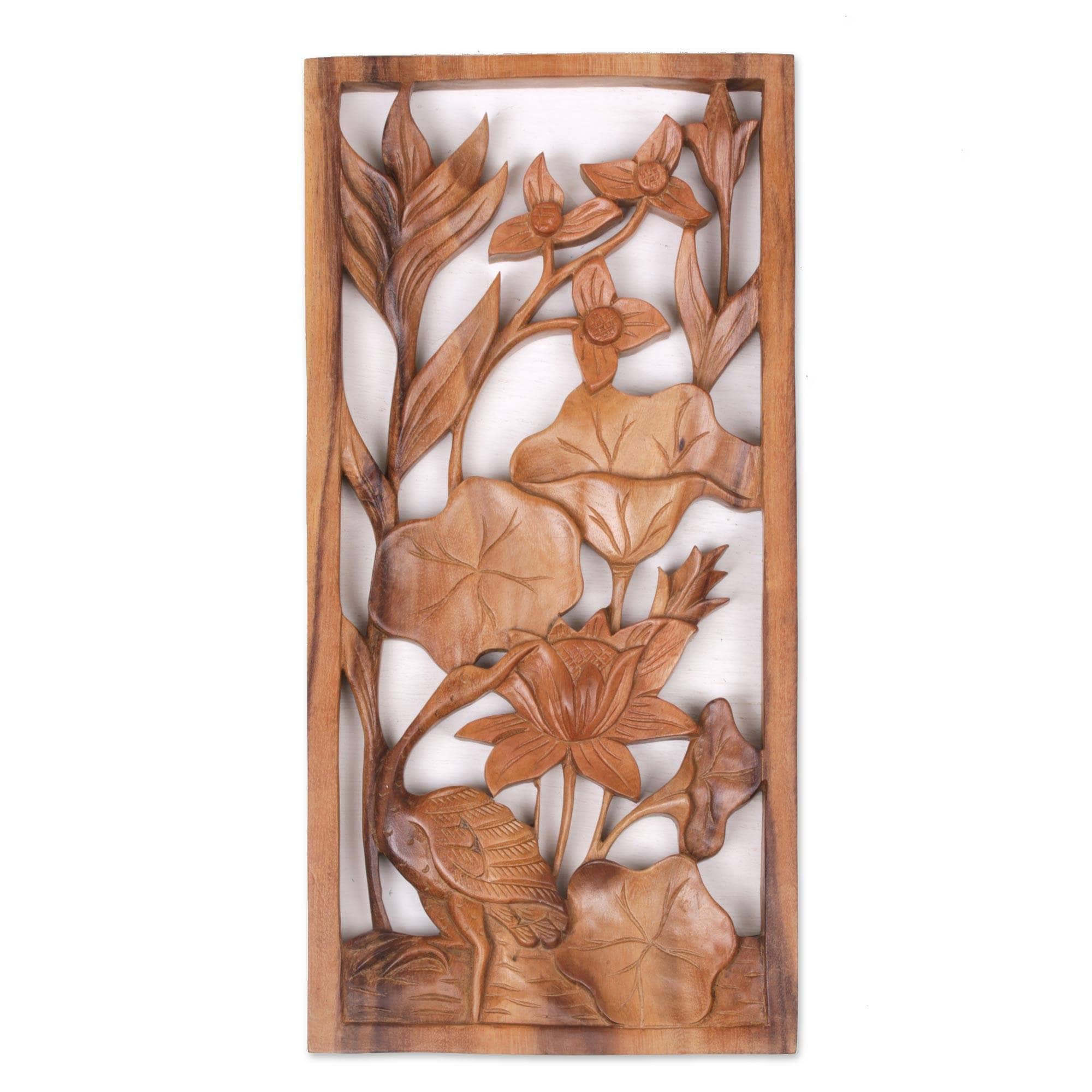 Handmade Heron Pond Wood Wall Panel Indonesia