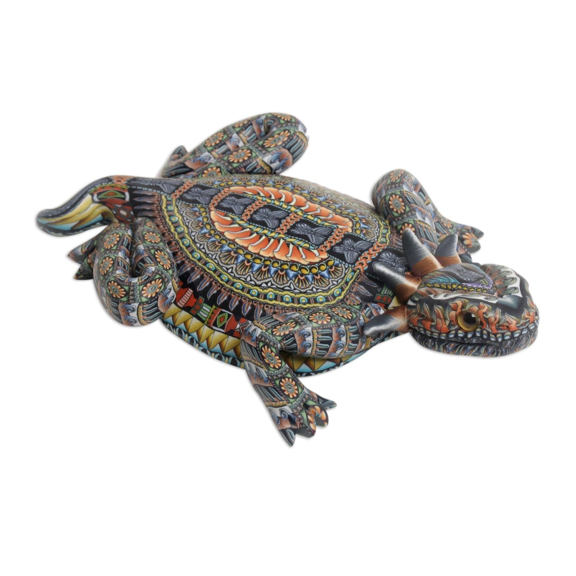 Handmade Horned Lizard 6 Inch Polymer Clay Sculpture Indonesia N A
