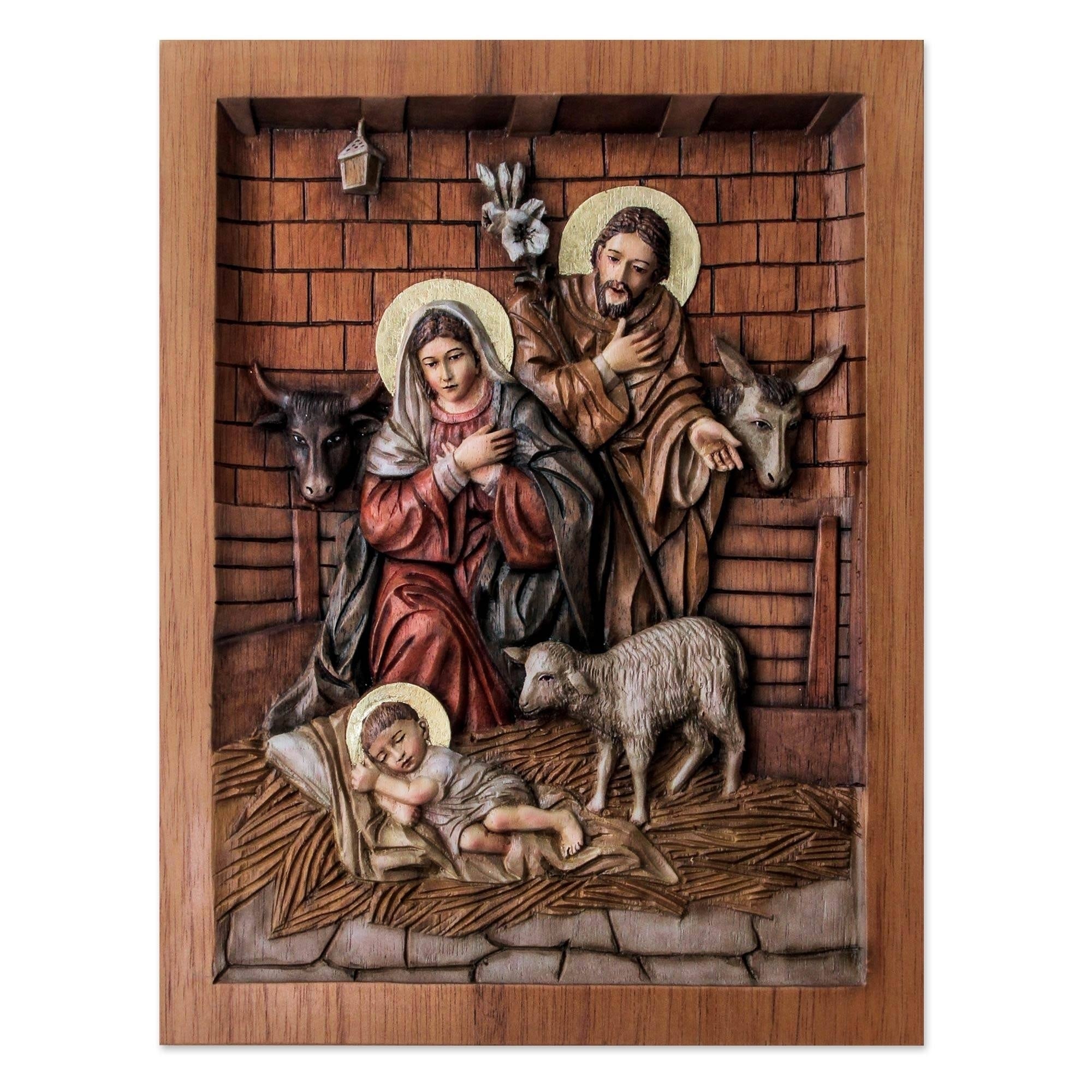 Handmade In A Stable In Bethlehem Cedar Relief Panel Peru