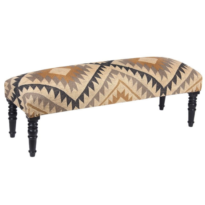 Handmade Indo Upholstered Bench 47 L X 18 W X 16 H 47 L X 18 W X 16 H