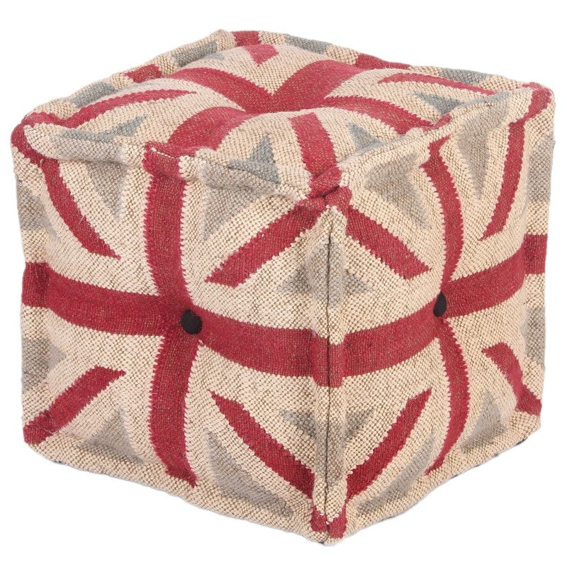 Handmade Indo Upholstered Pouf 16 L X 16 W X 16 H