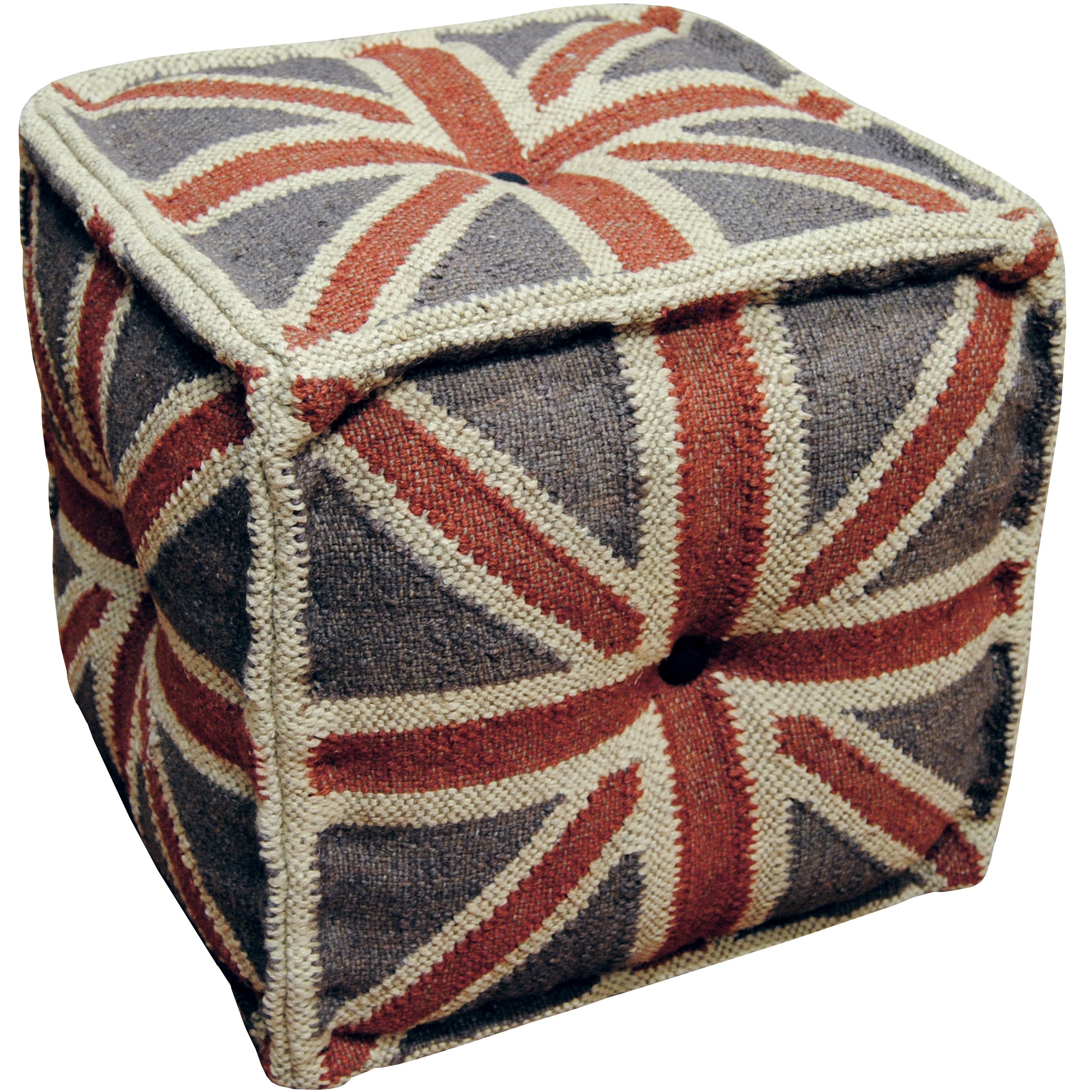 Herat Oriental Indo Handmade Wool Jute Kilim Pouf