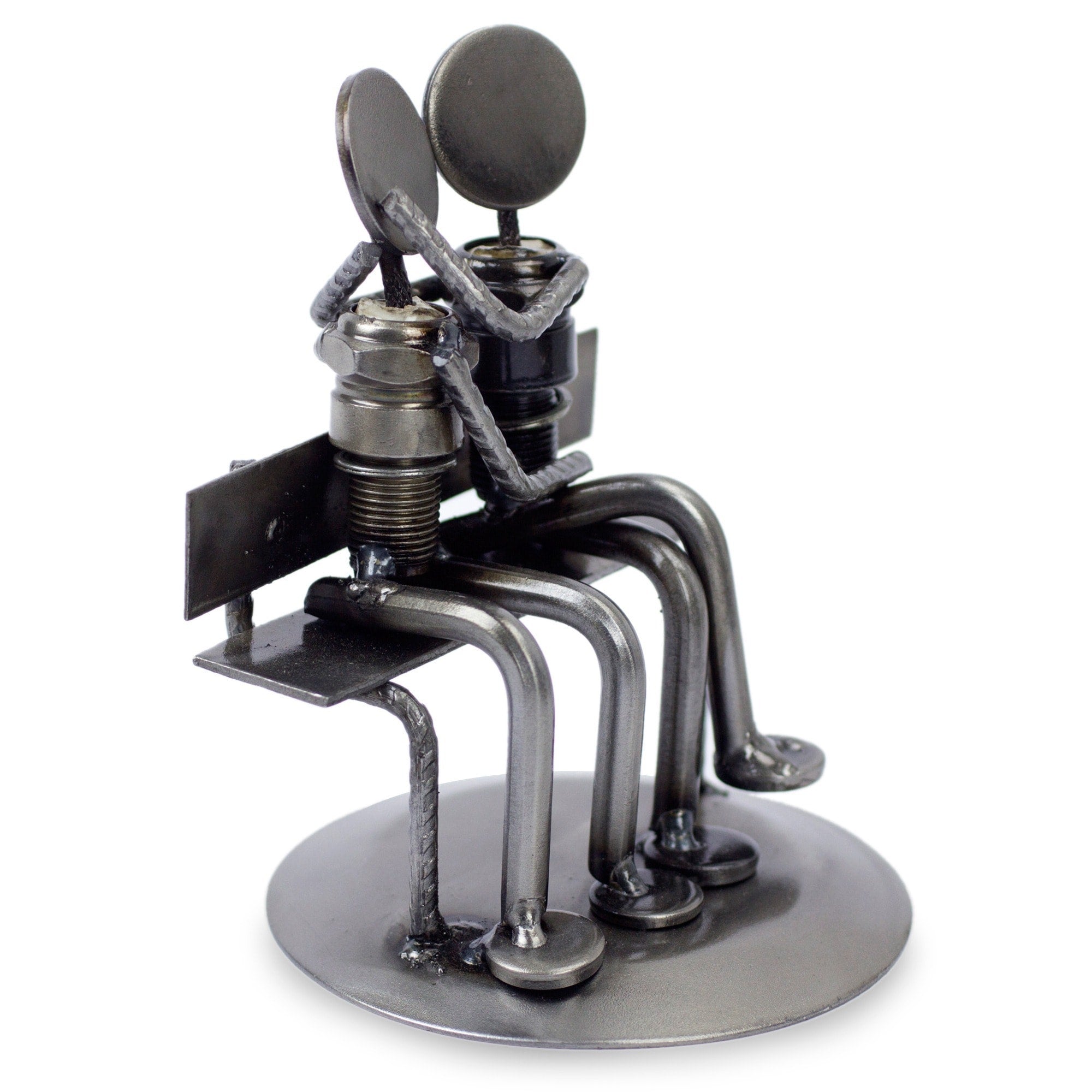 Iron Park Bench Sweethearts Statuette Handmade In Mexico