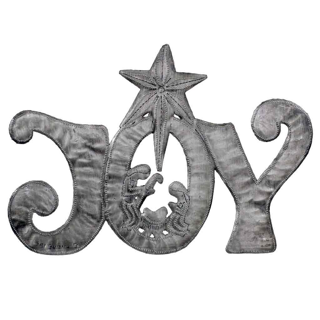 Handmade Joy Metal Art With Nativity Scene 11 X 8 Haiti N A