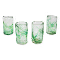 Jade Mist Blown Glass Shot Glasses Set Of 4 N A