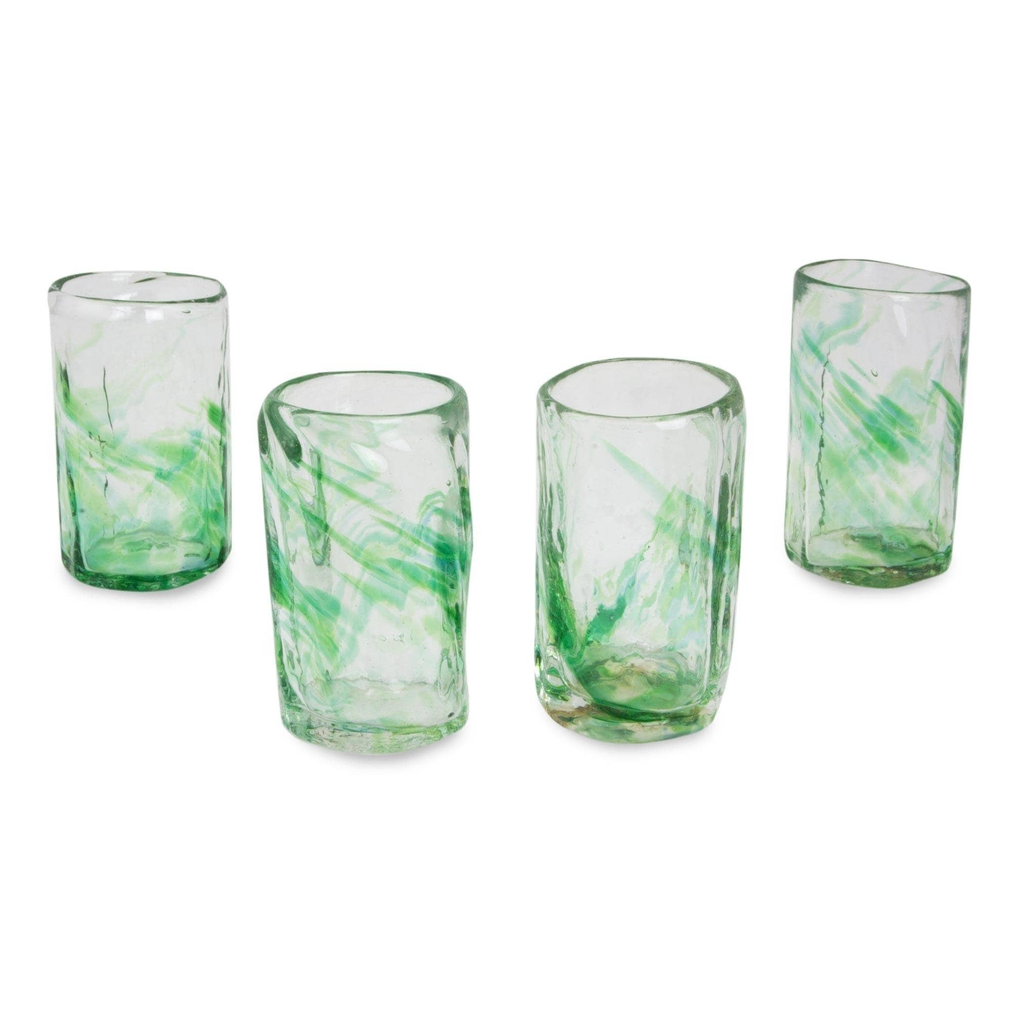 Jade Mist Blown Glass Shot Glasses Set Of 4 N A