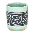 Handmade Kanok Tendrils Celadon Ceramic Teacup Thailand