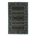 Handmade Kashmiri Emeralds Wool Chain Stitch Rug India Big