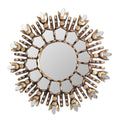 Handmade King Of Light Bronze Gilded Cedar Wood Wall Mirror Peru 1.2 H X 11.5 Diam.
