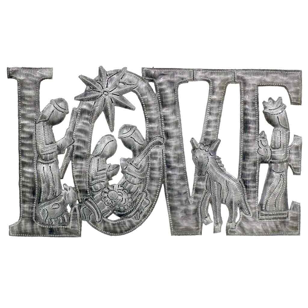 Handmade Love Metal Art With Nativity Scene 9 X 14 Haiti N A