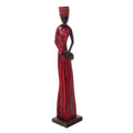 Handmade Lady Merchant Wood Sculpture Indonesia 24.5 H X 5 W X 4.3 D