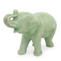 Handmade Laughing Elephant Celadon Ceramic Figurine Thailand