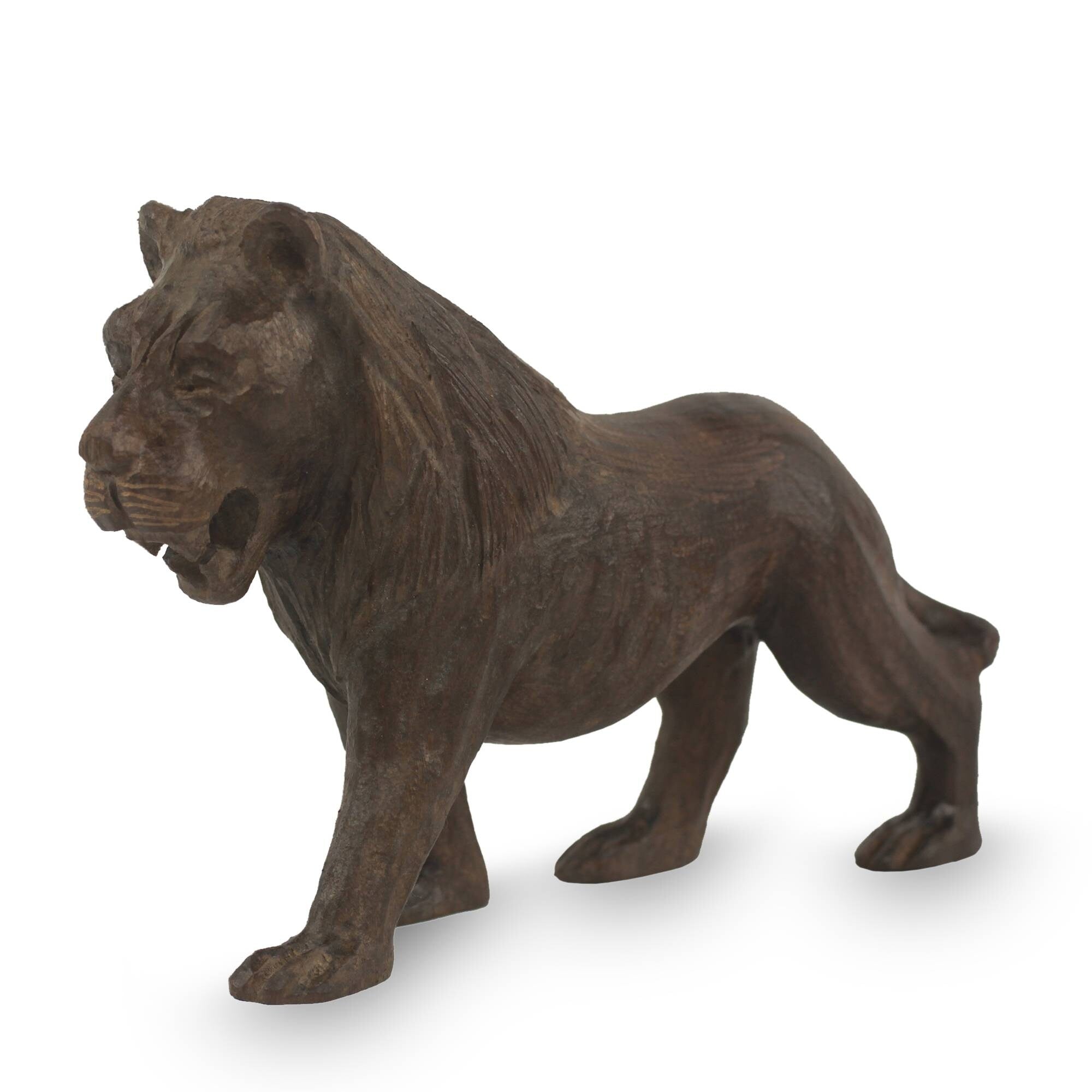 Handmade Lion Majesty Ebony Sculpture Ghana 27 X 17 X 11