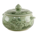Handmade Lotus Bouquet Celadon Ceramic Soup Bowl Thailand 4.3 H X 6.25 W X 5.25 D