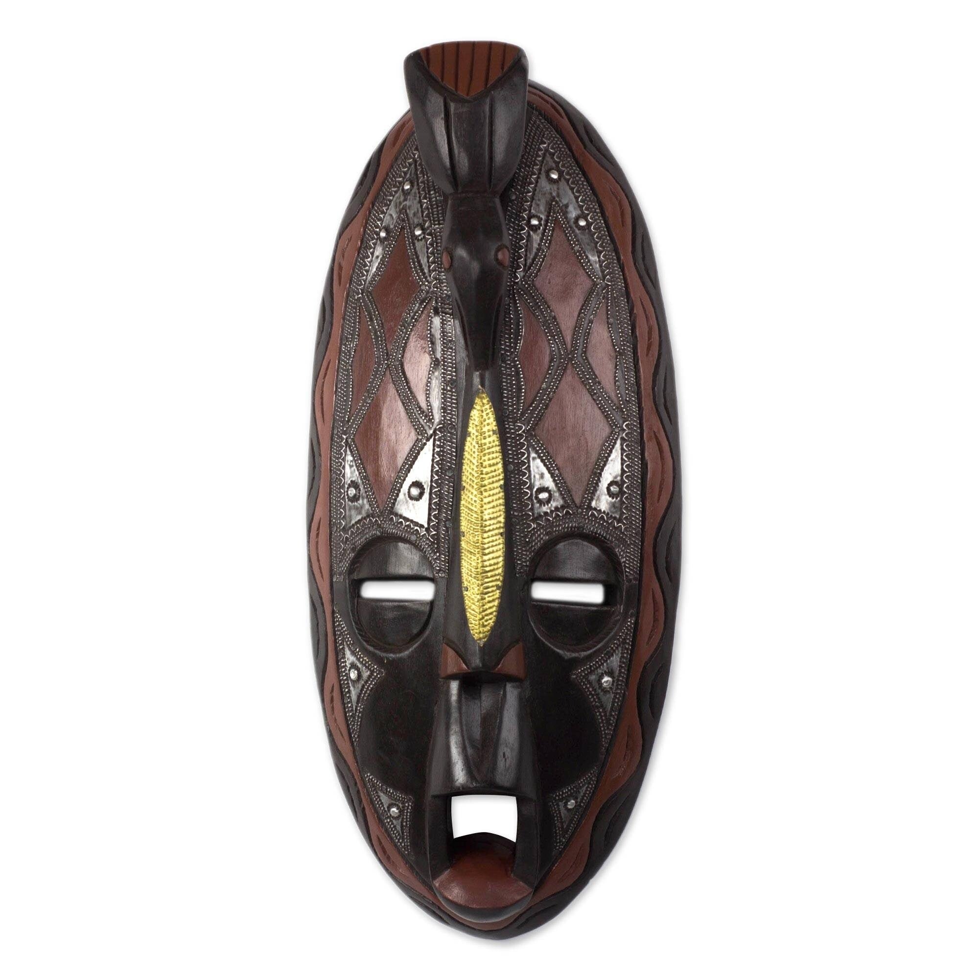 Handmade Majesty Gleam African Wood Mask Ghana