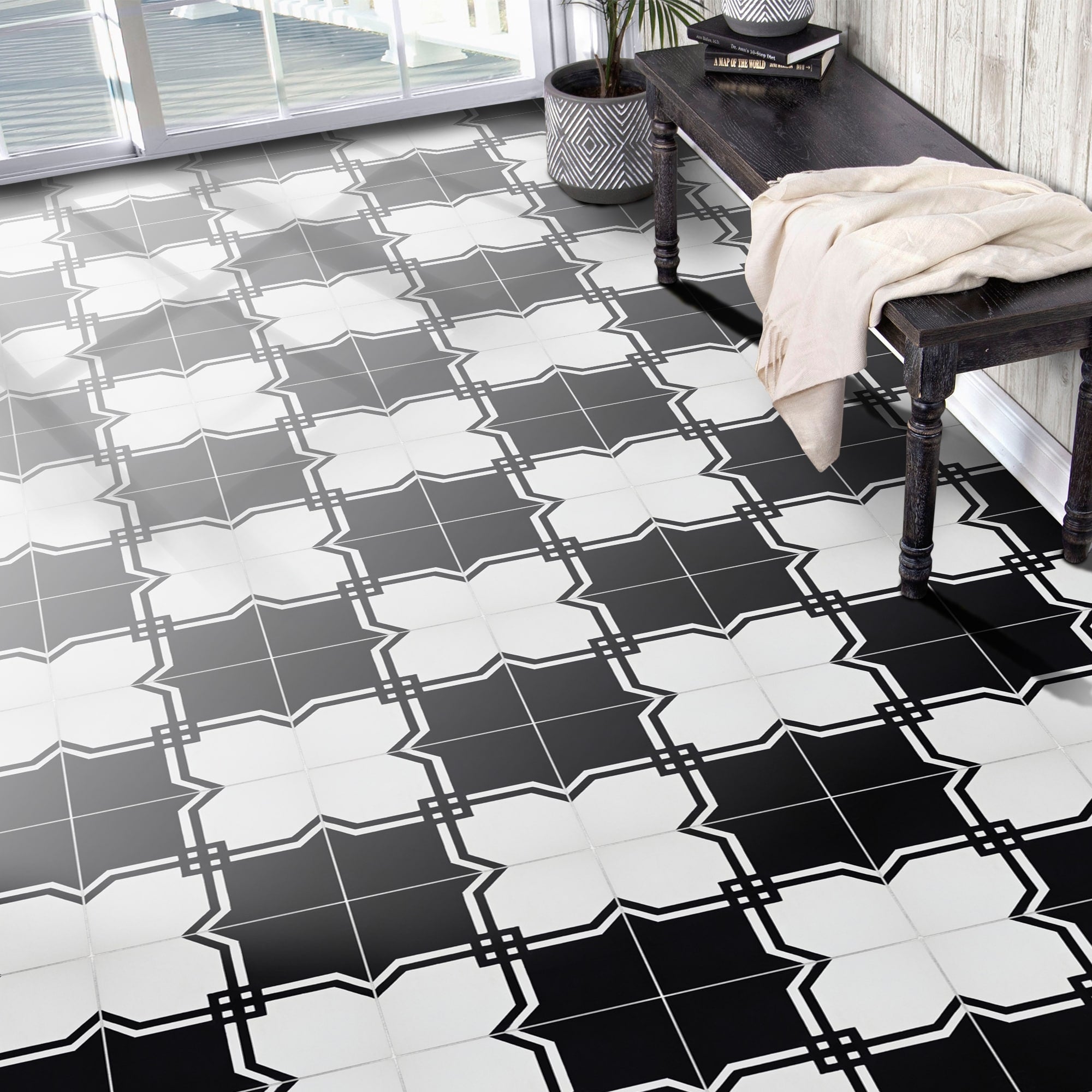 Tadla In Black And White Handmade 8X8 In Moroccan Tiles Pack 12