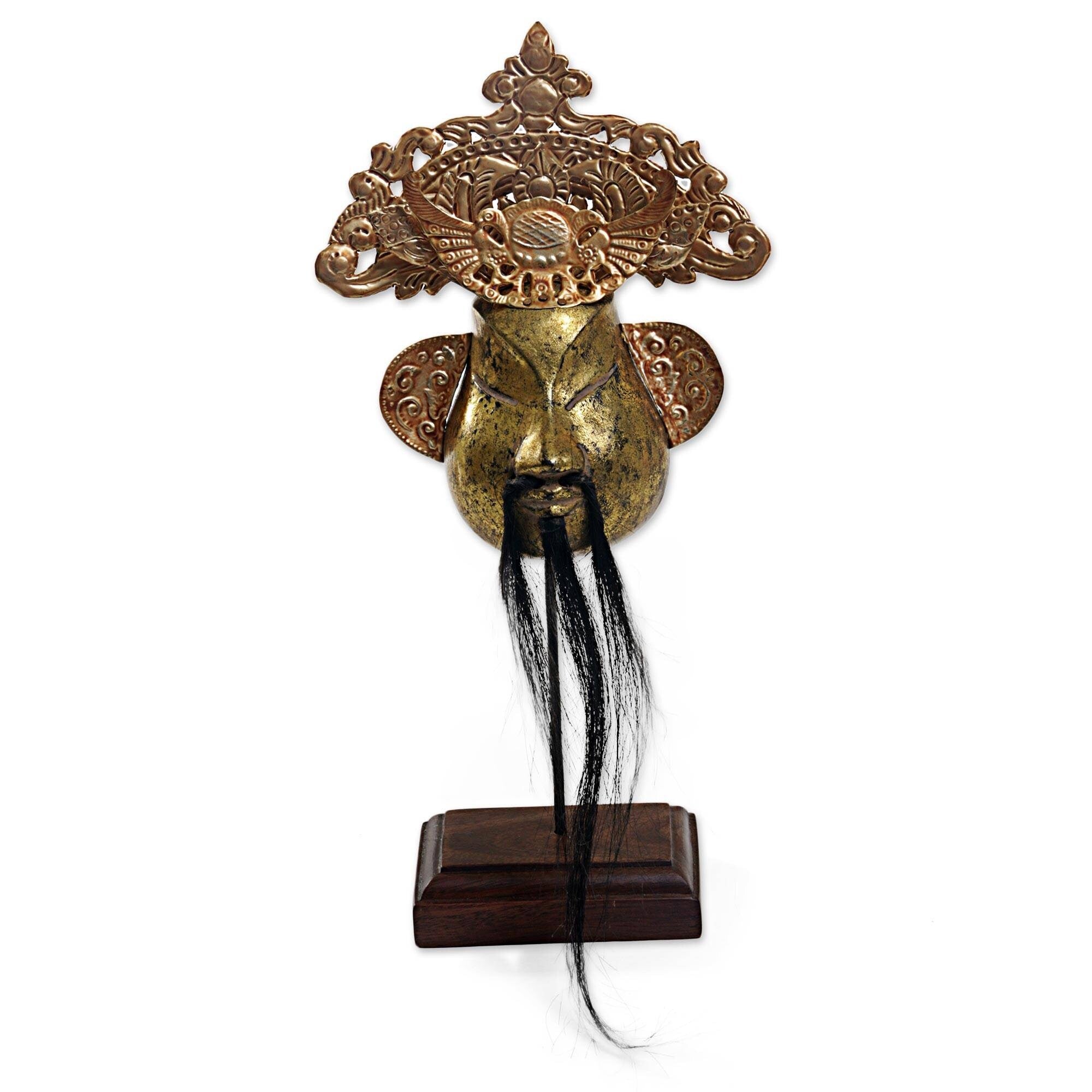 Handmade Master Of Drama Wood And Copper Mask Indonesia 24 X 19 X 9
