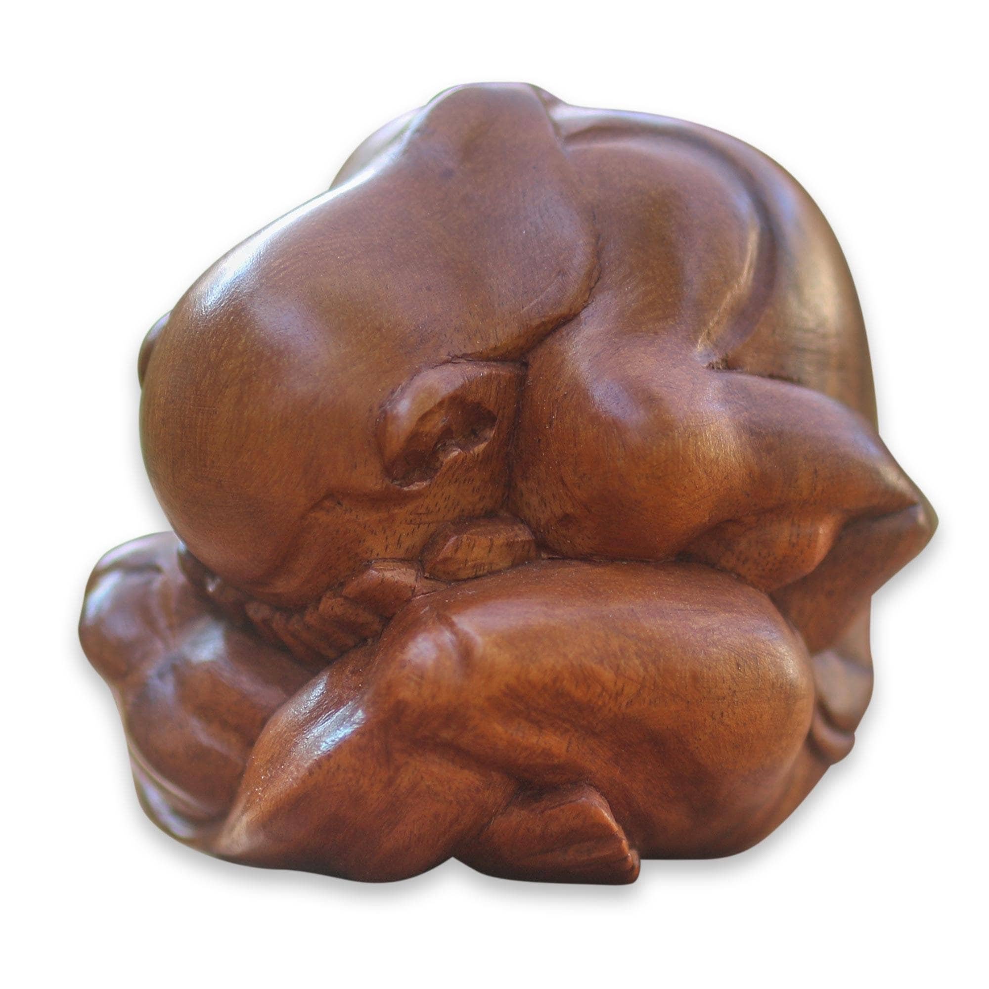 Handmade Meditating Yogi Wood Statuette Indonesia 3.2 X 3.2