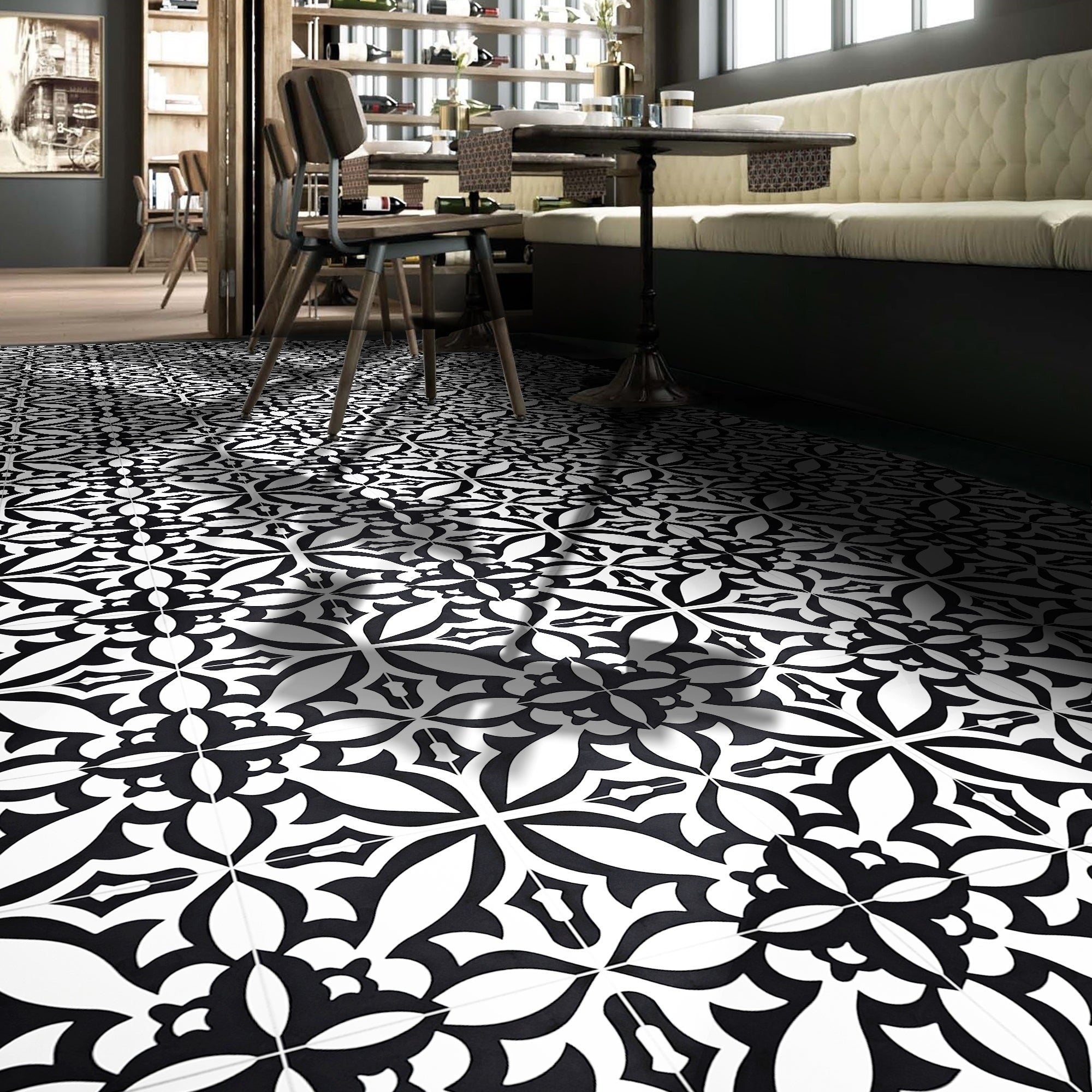 Meknes In Black And White Handmade 8X8 In Moroccan Tiles Pack 12