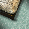 Menara In Green And White Lines Handmade 8X9In Moroccan Tile