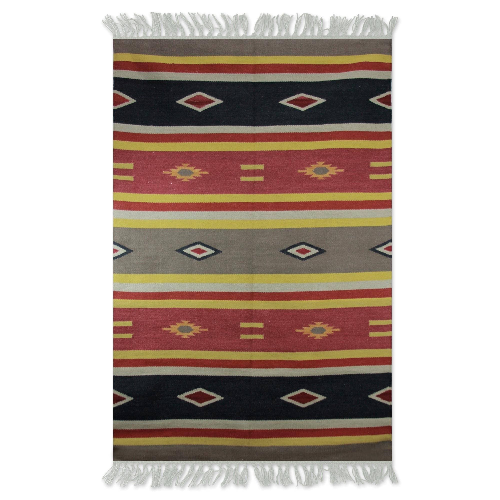 Handmade Mirzapur Beauty Wool Rug India Big