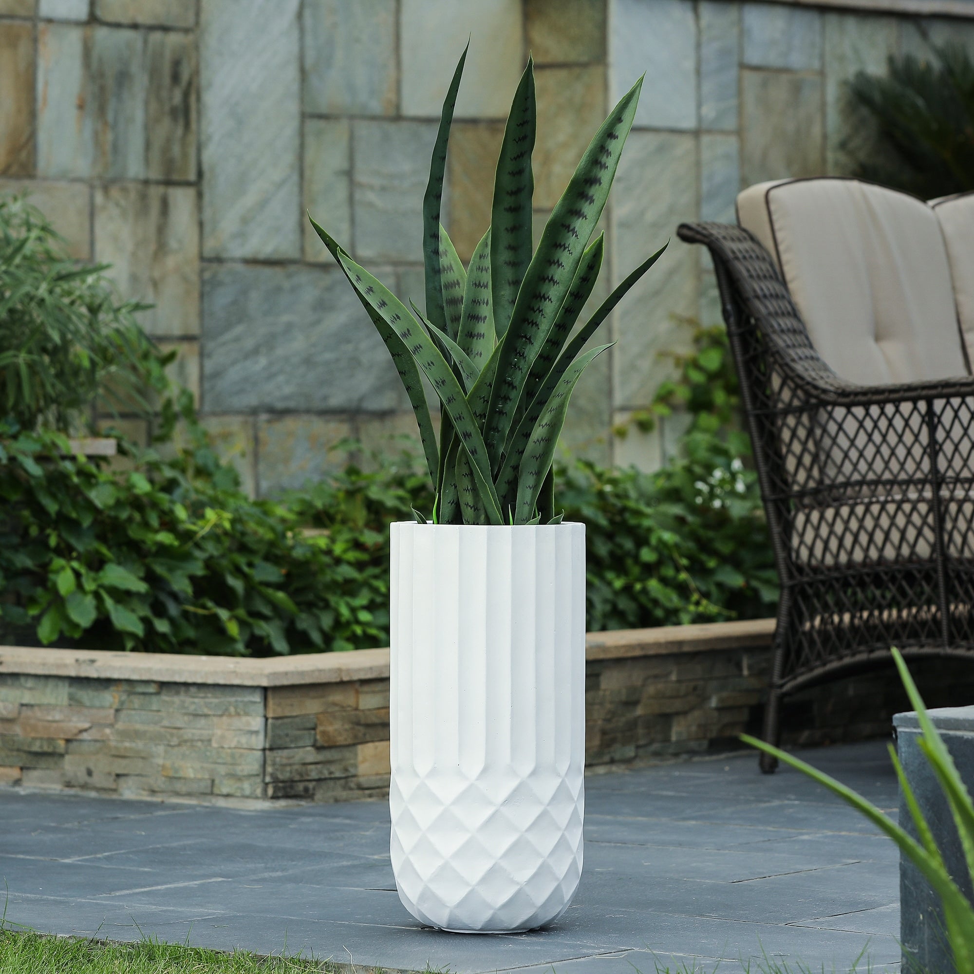 Tall White Mgo Planter
