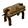 Handmade Mohena Wood Leather Bird Of Paradise Stool Peru