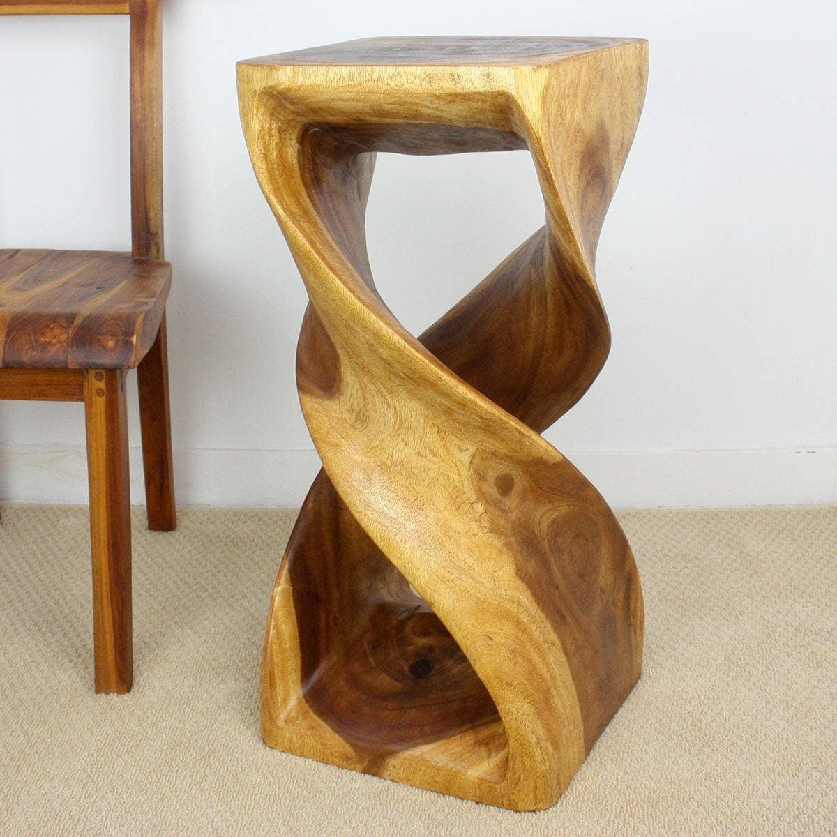 Haussmann Handmade Wood Double Twist Entry Table 14 In Sq X 30 In H Walnut Oil