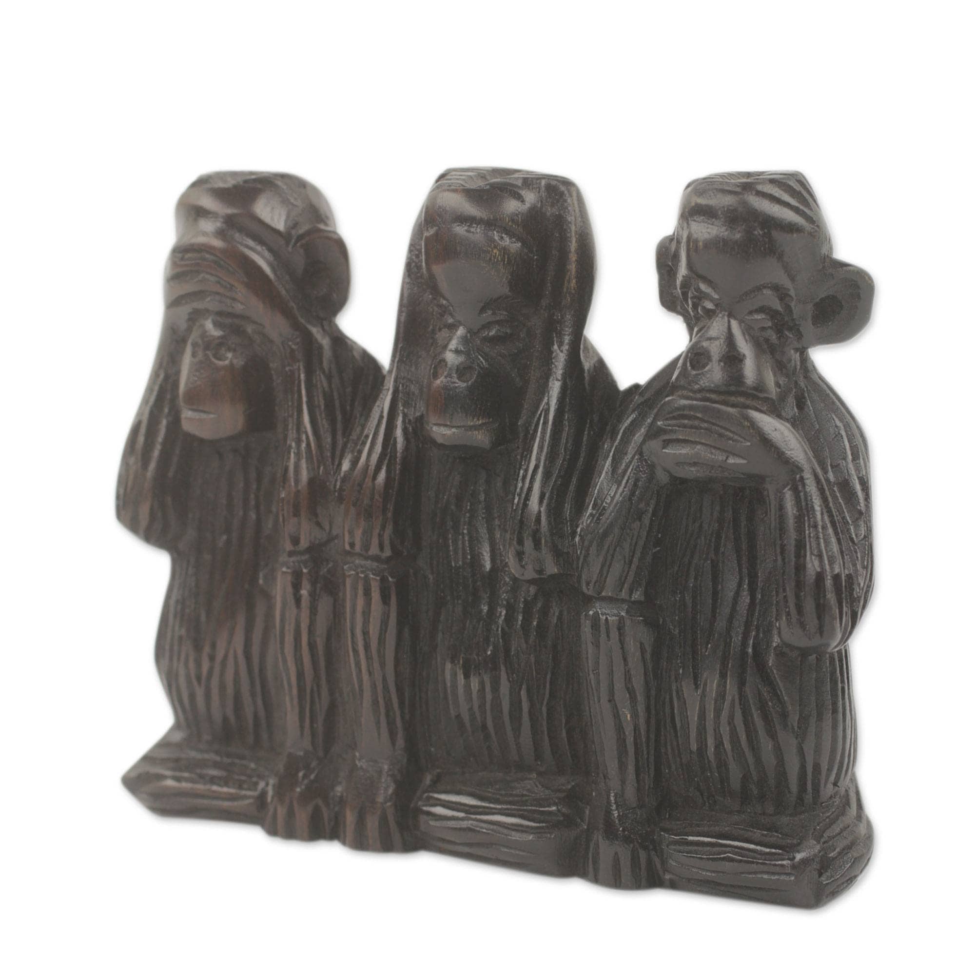 Handmade Monkey Wisdom 4.5 Inches Ebony Sculpture Ghana 17 X 15 X 7