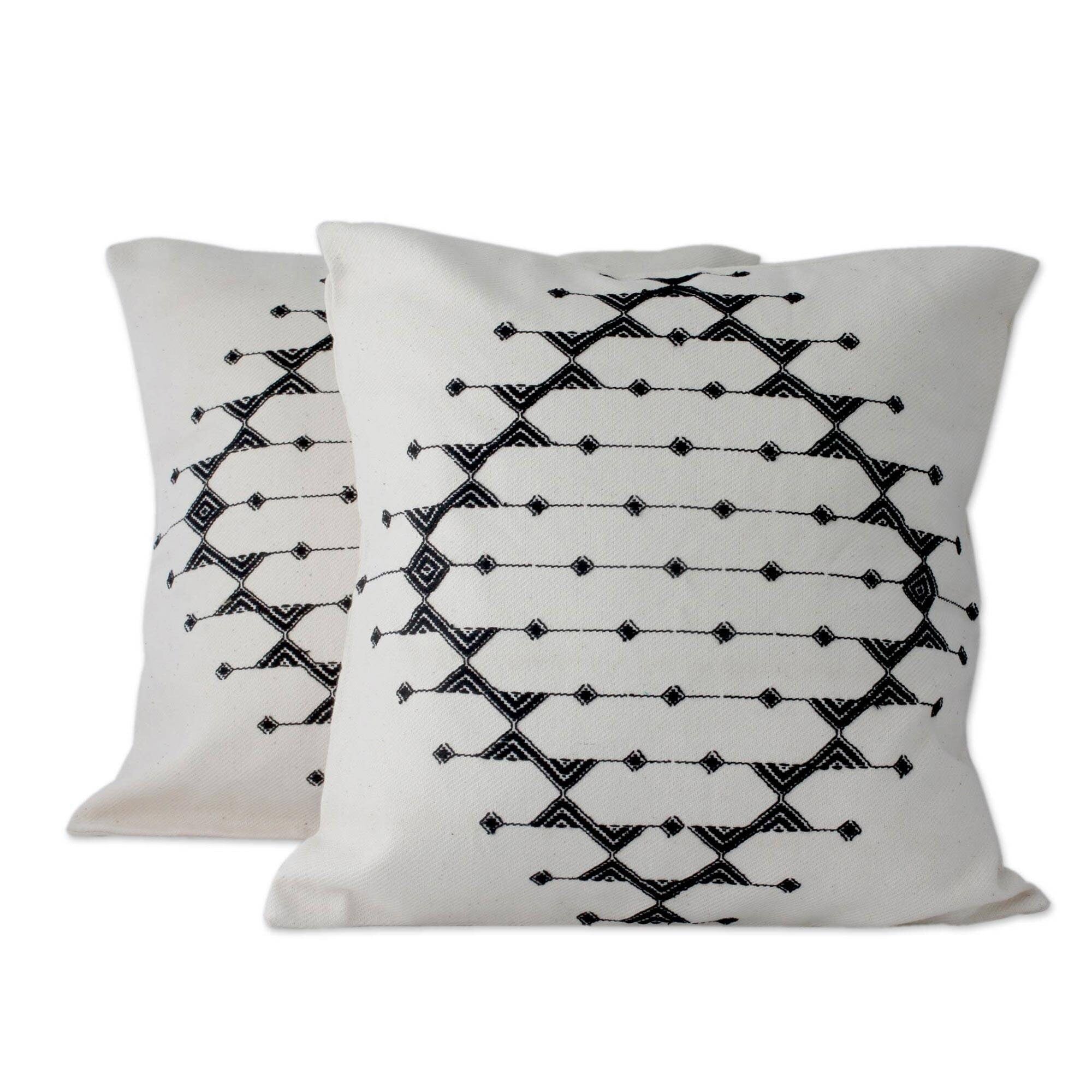 Pair Of 2 Cotton Cushion Covers Monochrome Galaxy India