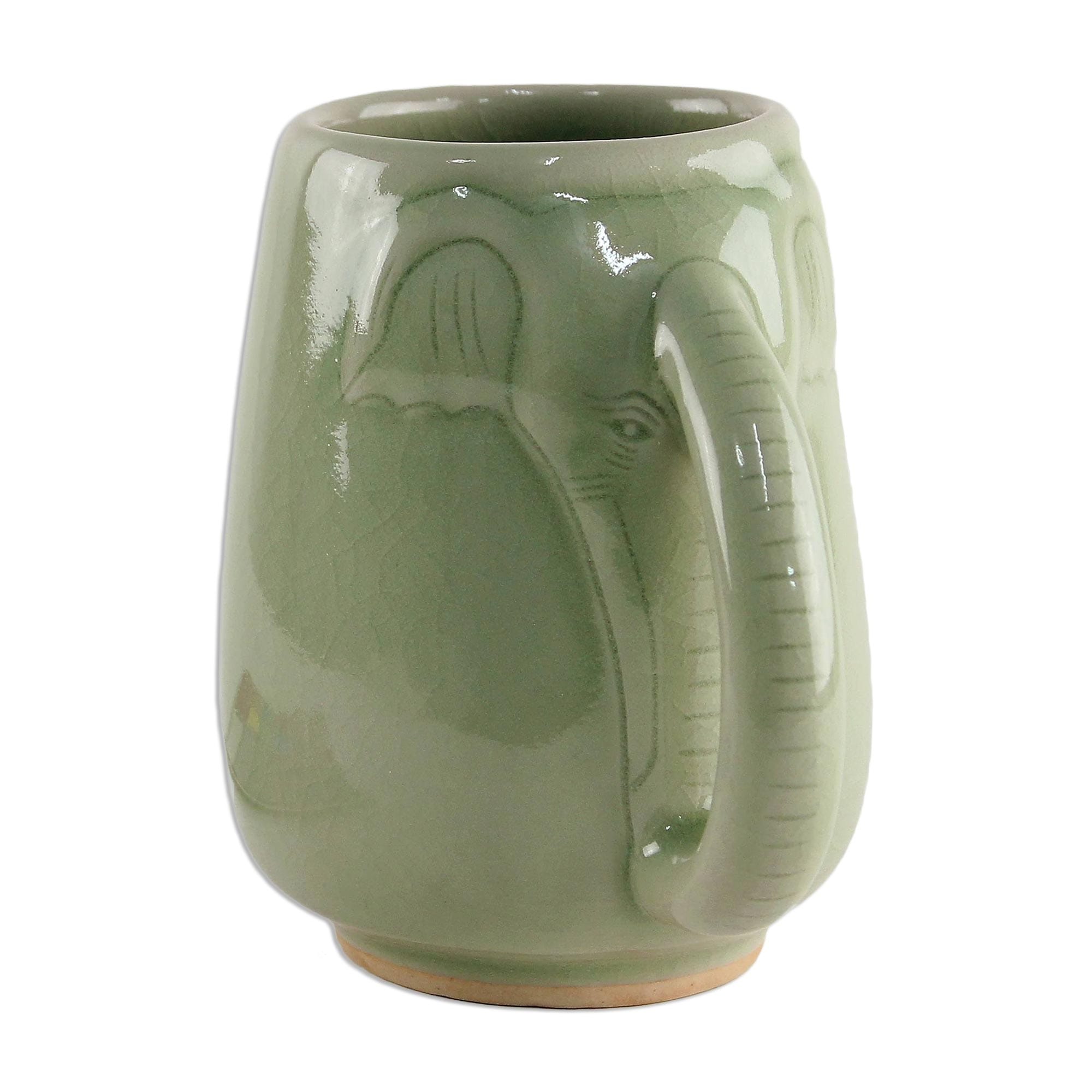 Handmade Morning Elephant Celadon Ceramic Mug Thailand