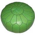 Handmade Moroccan Pistachio Contemporary Leather Ottoman Pouf Morocco