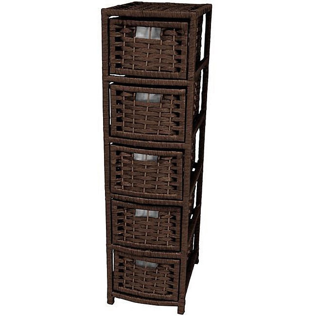 Handmade Natural Fiber 5 Drawer Occasional Chest China