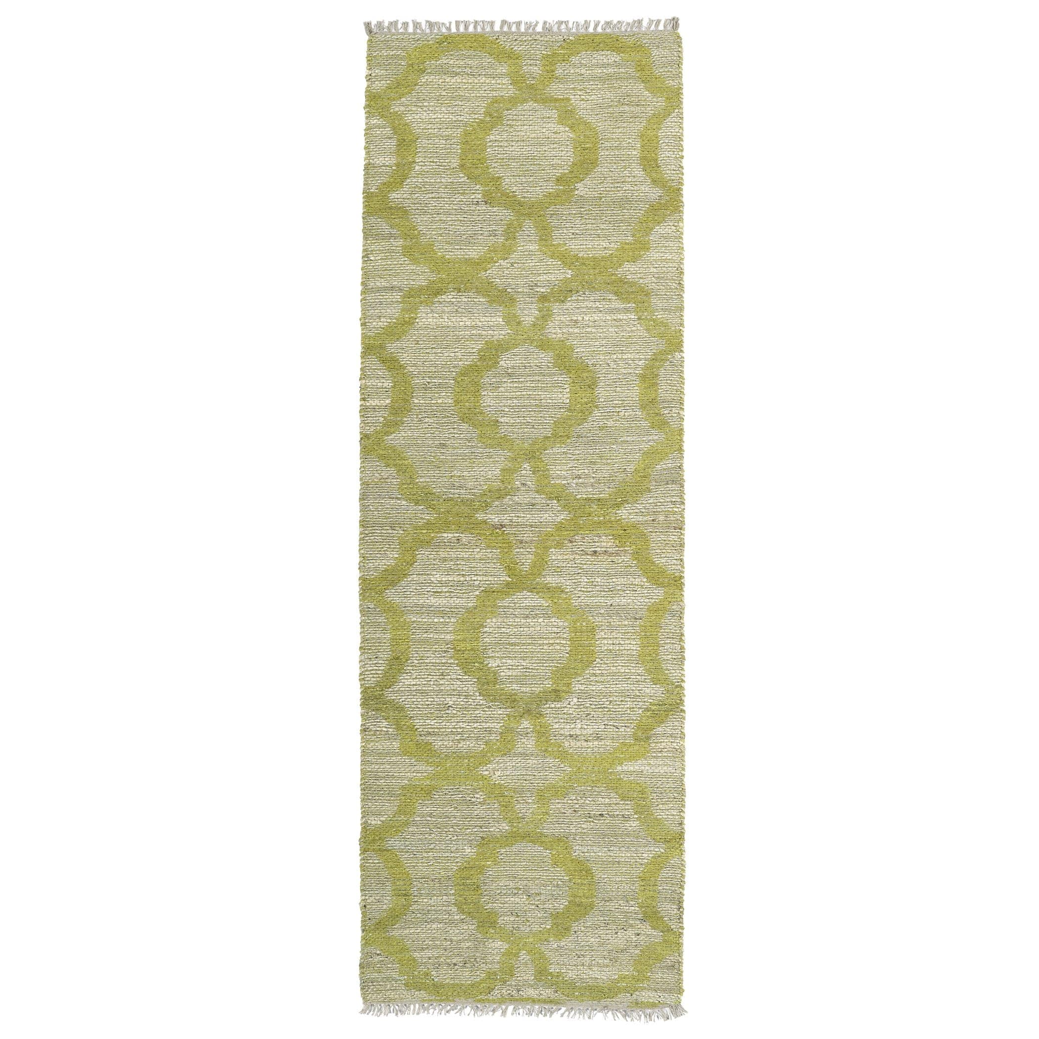 Handmade Natural Fiber Canyon Lime Green Trellis Rug